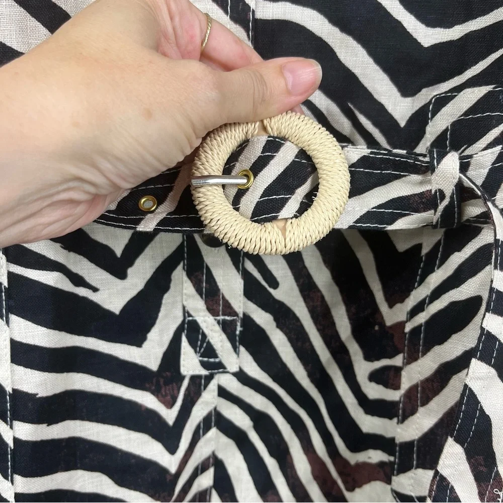 Banana Republic Linen Oversized Zebra Shorts Romper NWOT